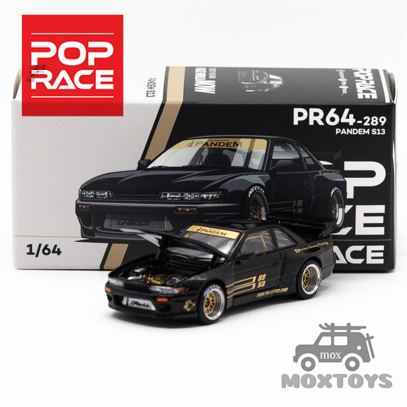 Xcartoys x POP RACE 1: 64 PANDEM SILVIA S13 Xe mô hình đúc màu đen