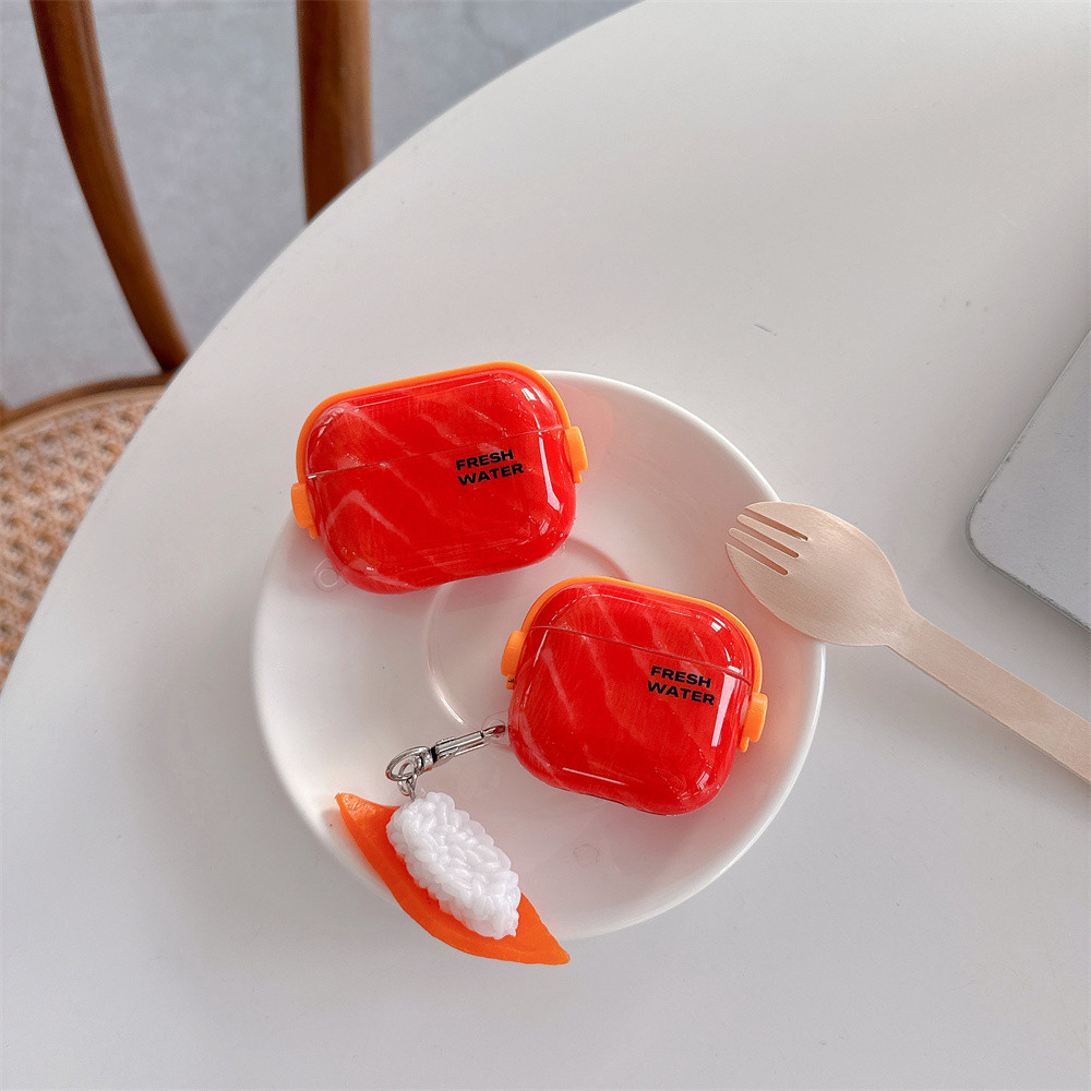 Cá hồi dễ thương cho hộp bảo vệ airpodpro3 tai nghe airpod4 vỏ bảo vệ pro2 trong suốt airpod bluetoo