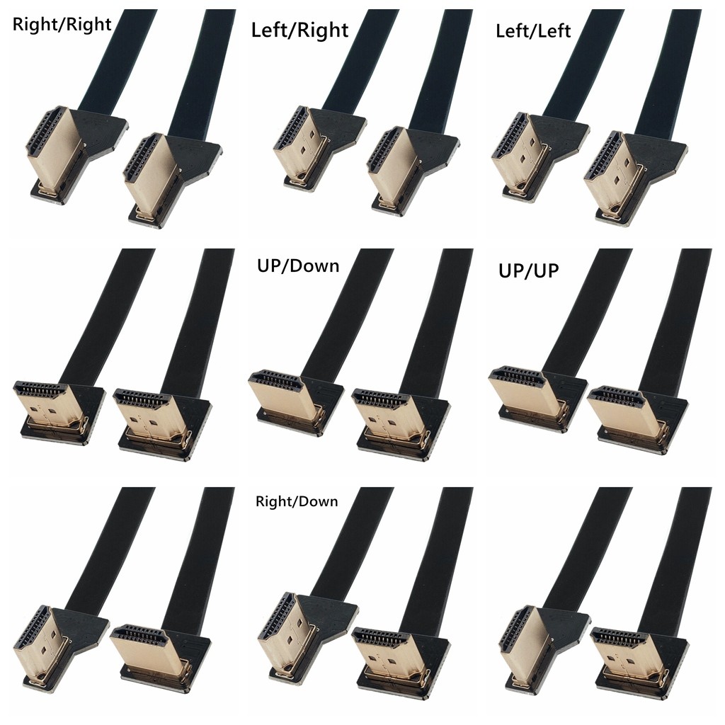 Cáp HDMI FPC linh hoạt phẳng cho máy ảnh Gimbal FPV Drone, phích cắm HDMI góc phải 90 độ, 30cm / 50c