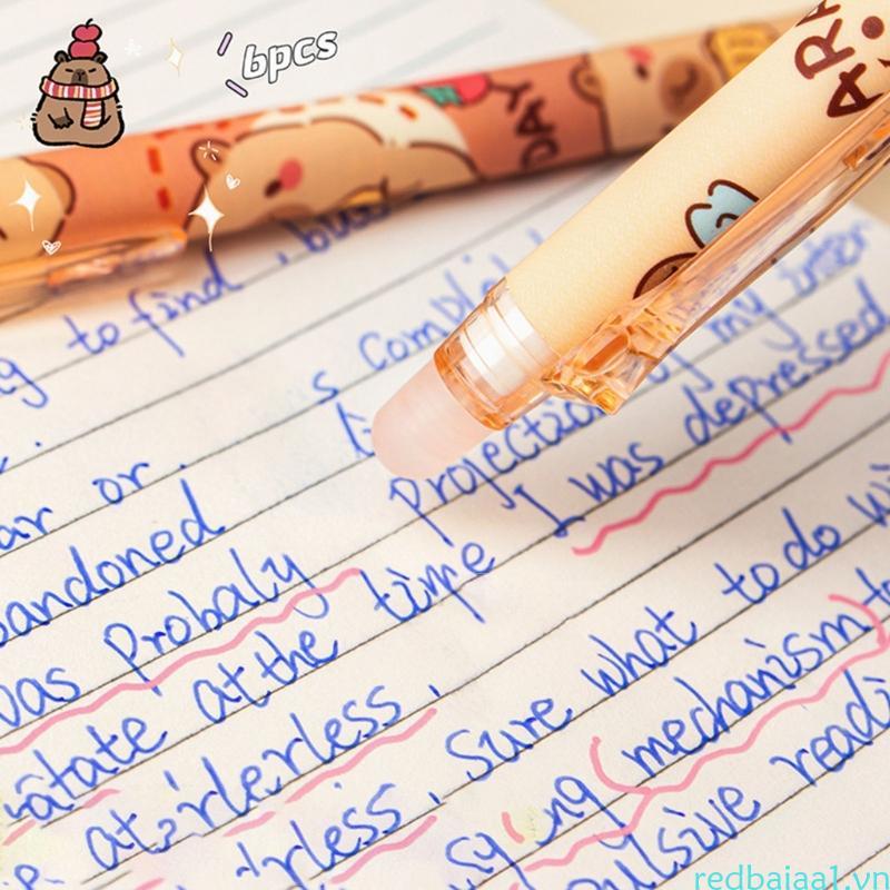 Redbaiaa1 6 Miếng Bút Gel Có Thể Thu Vào Mới Lạ Xóa Được Mực Gel Bút 0 5MM Bút Điểm Mịn Viết Để Ghi 
