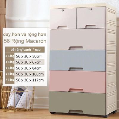 nice life household products tủ quần áo nhựa cho bé có bánh xe Macaron bốn tầng năm tầng sáu tầng