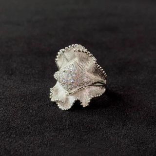 S999 Bạc Chải Mịn Nhấp Nháy Váy Nhẫn Thiết Kế Độc Đáo Nhẫn Ánh Sáng Sang Trọng Niche Cao Cấp Nặng Chỉ Số Ngón Tay Nhẫn 2624LYJ