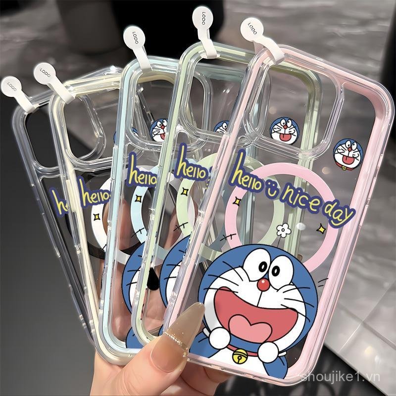 Ốp điện thoại kim loại hoạt hình Doremon, tương thích với iPhone 17 PRO 17 AIR 17 PROMAX 14 15 11 16