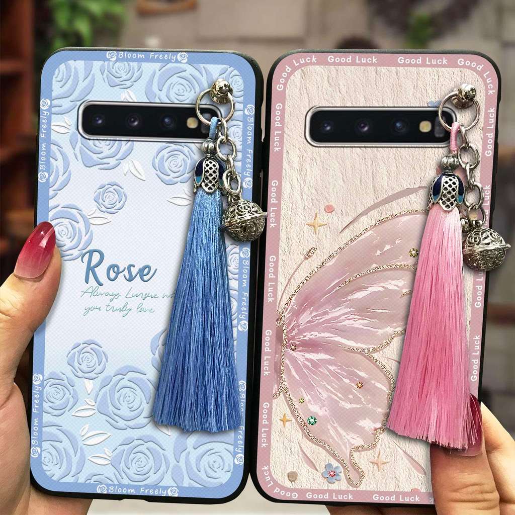 Ốp Điện Thoại Tua Rua Chuông Cho Samsung Galaxy S10 / SM-G973N Vỏ Mềm Graffiti Bọc Toàn Bộ Bảo Vệ Si