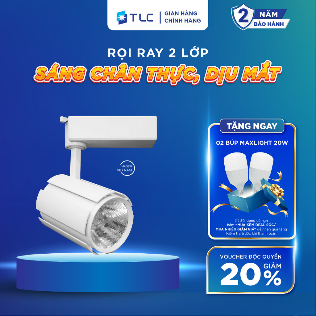 Đèn Rọi Ray 2 lớp TLC LIGHTING Thân Trắng