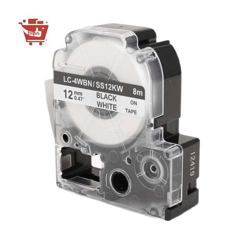 5 Gói Thay Thế -4WBN LC-4WBN9 (SS12KW) Băng Nhãn Cho LabelWorks LW300 LW400 LW500 LW700 Đen Trên Trắ
