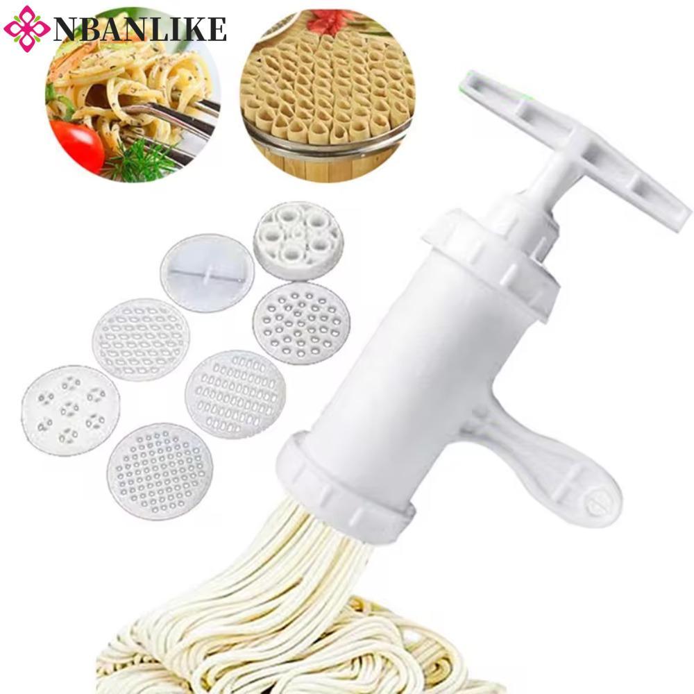Máy ép mì NBANLIKE, Máy làm mì ống trắng bằng nhựa, Hướng dẫn sử dụng gia đình với 7 khuôn in khác nhau Máy làm mì nhà bếp Newbie