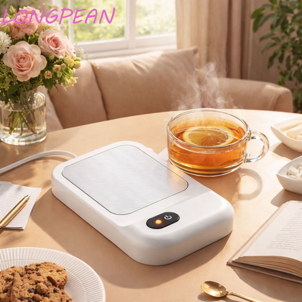 LONGPEAN Máy hâm nóng cốc điện LONGPEAN, Máy hâm nóng cốc cà phê thông minh tiết kiệm năng lượng, Đế sưởi ấm nhanh chống trượt Độ ồn thấp Tấm sưởi ấm giữ nhiệt văn phòng