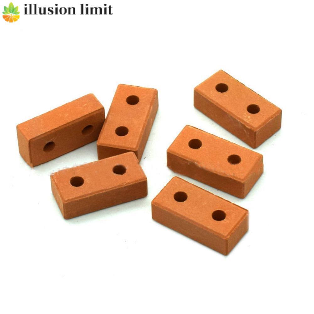 ILLUSION LIMIT Real Mini Bricks Model Red Dollhouse Garden Parts Đồ chơi trang trí cho trẻ em