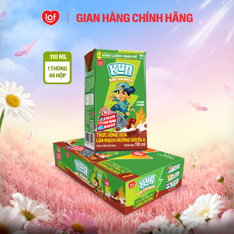 Sữa lúa mạch KUN vị socola thùng 48 hộp x 110ml