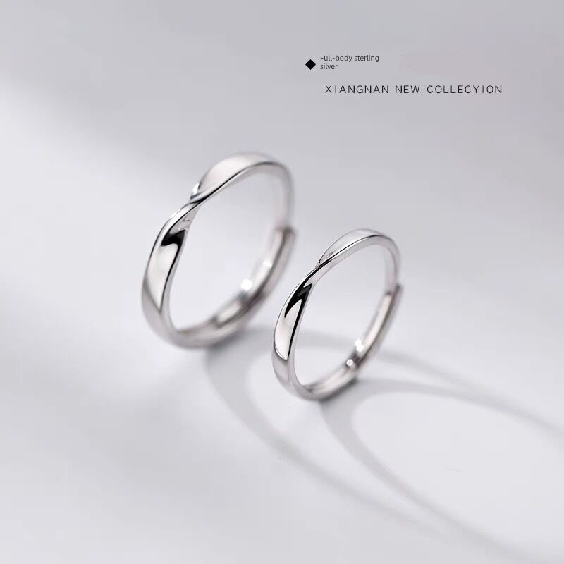 nhẫn đôi bạc nhẫn nữ Vòng Mobius bạc sterling cặp đôi tinh tế, phù hợp cho sinh viên nam nữ thể hiện