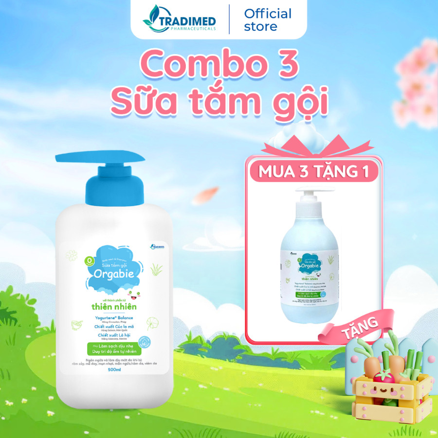 Combo 3 Sữa Tắm Gội Orgabie - Làm Sạch Dịu Nhẹ, Nuôi Dưỡng, Bảo Vệ Da và Tóc Bé Vượt Trội