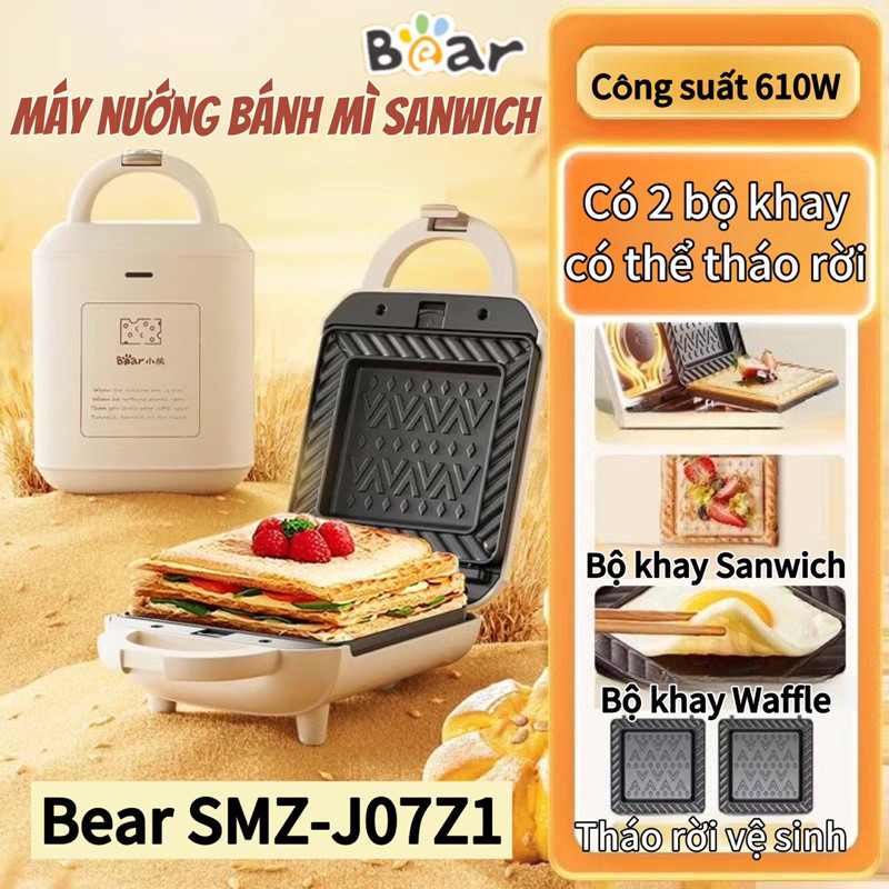Máy kẹp nướng bánh sanwich Bear DBC-P06N2 có 2 bộ khay tháo rời công suất 600W bảo hành 12 tháng ..