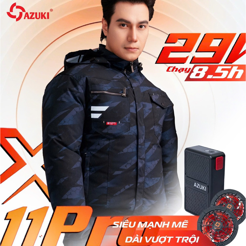 ÁO ĐIỀU HOÀ LÀM MÁT CƠ THỂ AZUKI X11 pin 30.000 29V Cực Đại