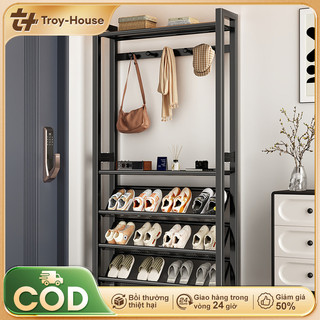 TROY Kệ Giày Dép Và Mũ Đa Năng Giá Treo Áo Khoác Thời Trang Kiểu Mới Kệ Để Giày Giá Bằng Thép Cacbon Dạng Lưới Nghiêng