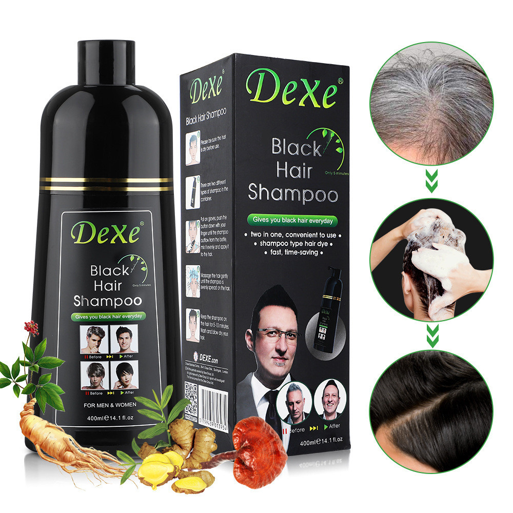 400gDexe One Black English Hair Dye Plant Brown Cover White Hair Bubble One Wash Black Hair Dye Crea