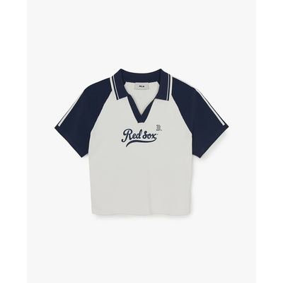 MLB - Áo croptop nữ cổ bẻ tay ngắn Varsity_3FKPV0663-43CRS
