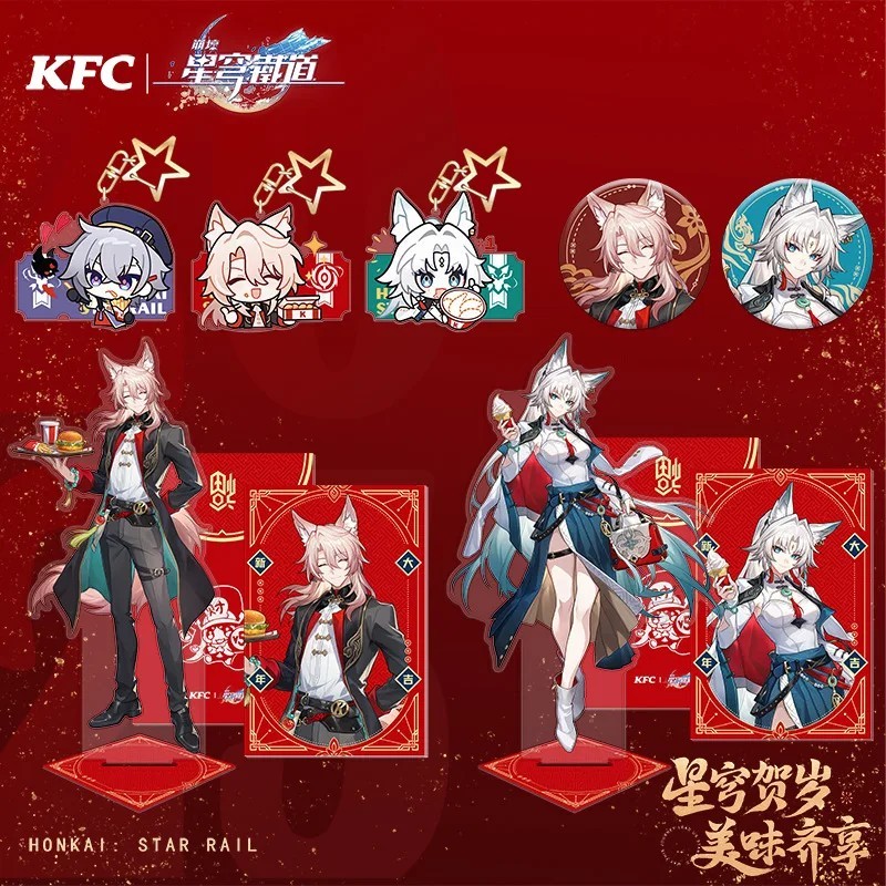 Móc khóa Standee Honkai Star Rail HSR collab KFC Feixiao Moze Jiaoqiu mô hình mica anime decor huy h