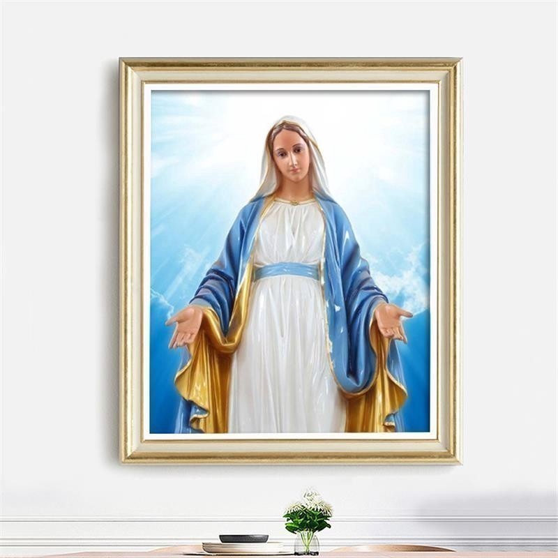 DA Art A1 D3 Chúa Kitô và Đức Trinh Nữ Maria Mới 5D thêu chữ thập trang trí tường của Đức Trinh Nữ M