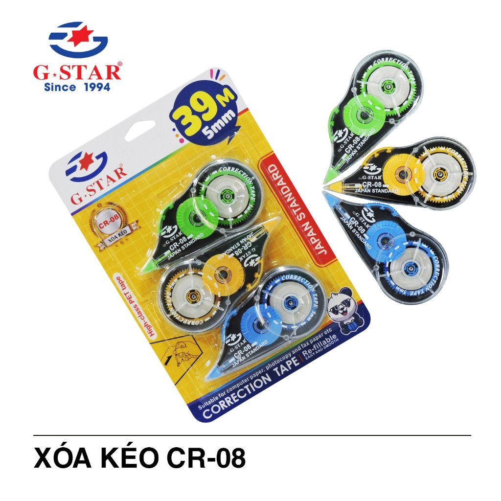 [CR08] Vĩ 3 Cây Bút Xóa Kéo Gstar / G-Star CR-08 / CR 08 Vỏ Nhựa Trong Suốt, Cao Cấp -  Đại Sỉ