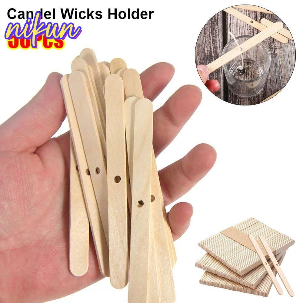 NIKUN 50 Cái Giá đỡ bấc Candel, Dụng cụ làm Candel DIY 114mm, Thiết bị định tâm bằng gỗ bền Phụ kiện