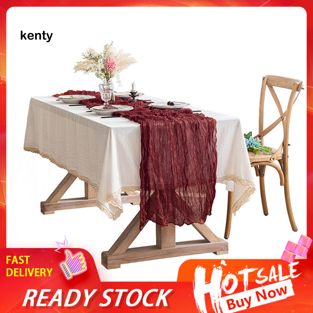 KT Wrinkled Table Runner Dessert Table Runner Rustic Cheesecloth Table Runner Wrinkled Boho Style ch