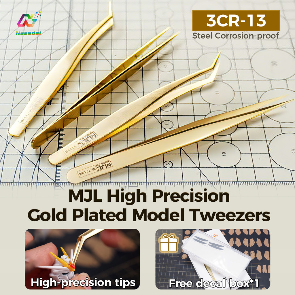 Nhíp Model MJL Bent / Đầu thẳng Nhíp mạ vàng có độ chính xác cao 3CR-13 Thép không gỉ cho Gundam GK 