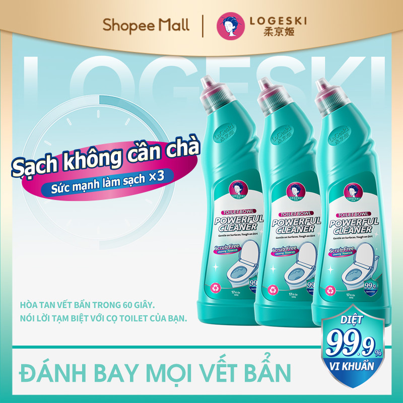 Nước tẩy bồn cầu Logeski Siêu sạch đa năng không cần chà, diệt khuẩn 99.9% khử mùi an toàn