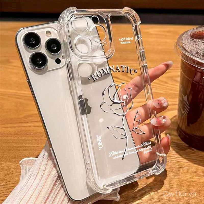 Ốp Lưng Mềm Thích Hợp Cho iPhone 17 ProMax Silver Line Rose 12 Pro 16 14 Pro 17 13 Pro 11 Plus 15 Pr