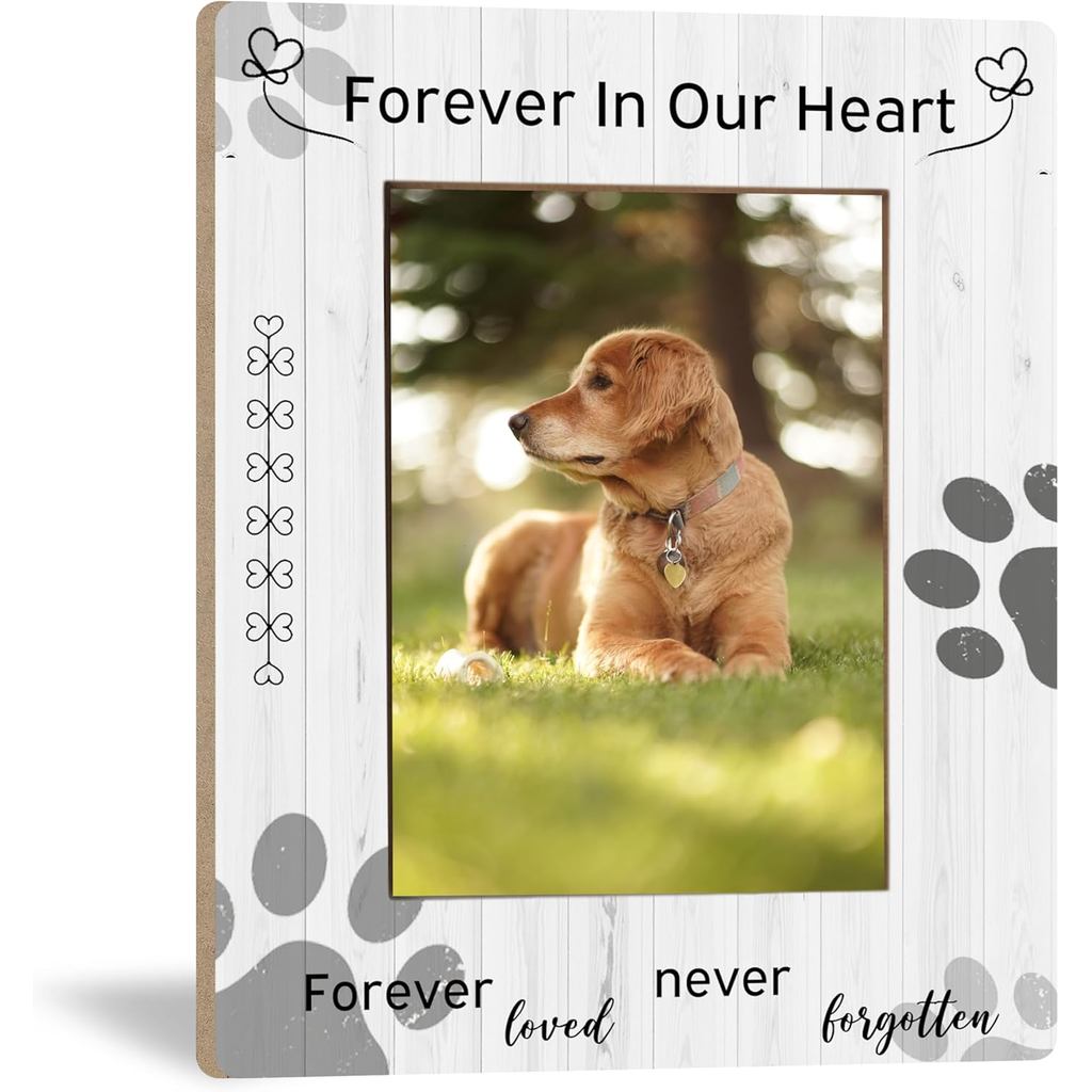 Forever In Our Heart Forever Loved Never Forgotten Pet Memory Picture Frame, Pet Dog Cat Memorial Pi