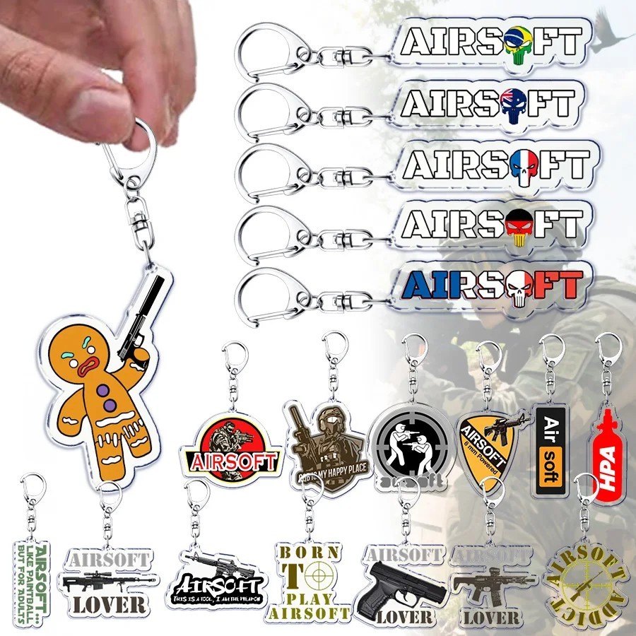 Móc khóa Airsoft acrylic mô hình súng trang trí balo túi xách cực ngầu phụ kiện độc lạ làm quà tặng 