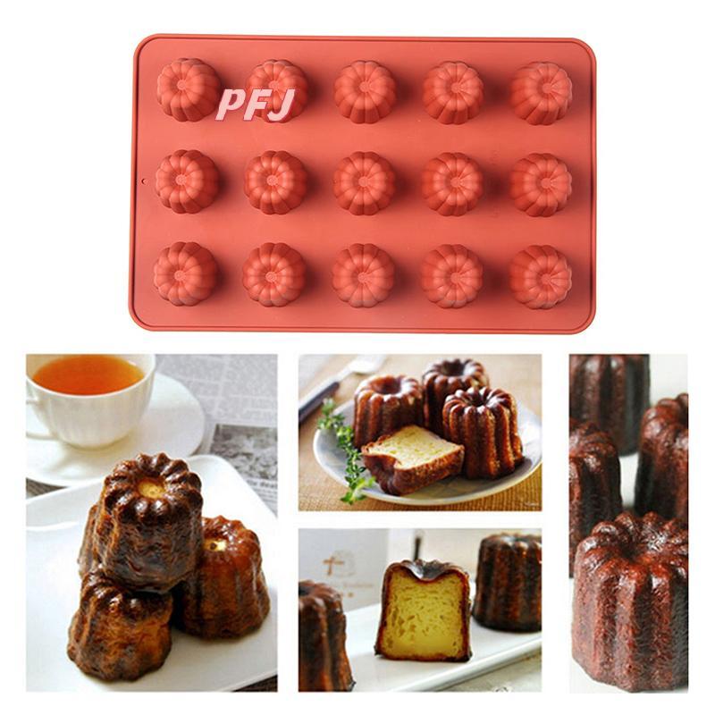 PFJ 12 / 15 Lỗ Khuôn Silicon Muffin Cupcake Khay Nướng Bánh Bordelais Bánh Pudding Khuôn DIY Nướng P