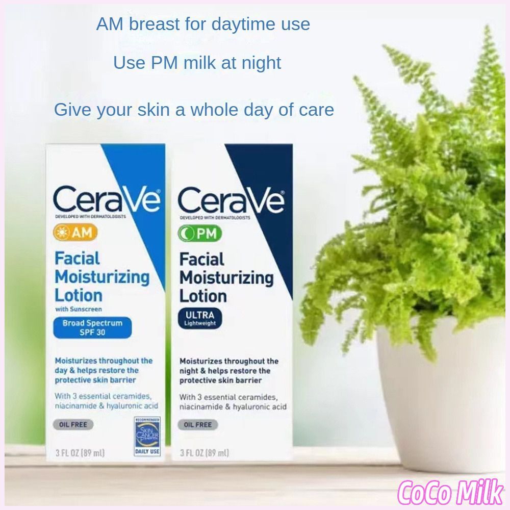 Sữa dưỡng ẩm CoCo Cerave cho mặt AM PM Sữa dưỡng ẩm ban ngày và ban đêm với SPF30 để sửa chữa da nhạ