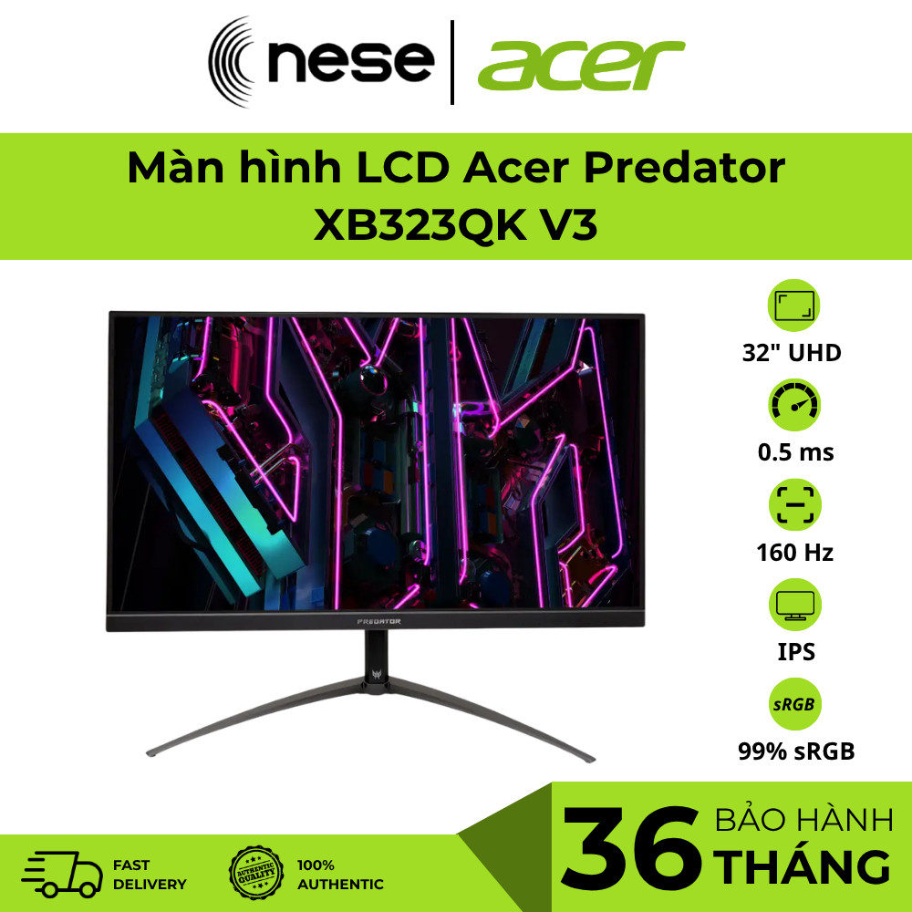 Màn hình LCD Acer Predator XB323QK V3 31.5” 4K IPS 160Hz 0.5ms HDR400 Gaming Monitor DP HDMI BH 36T