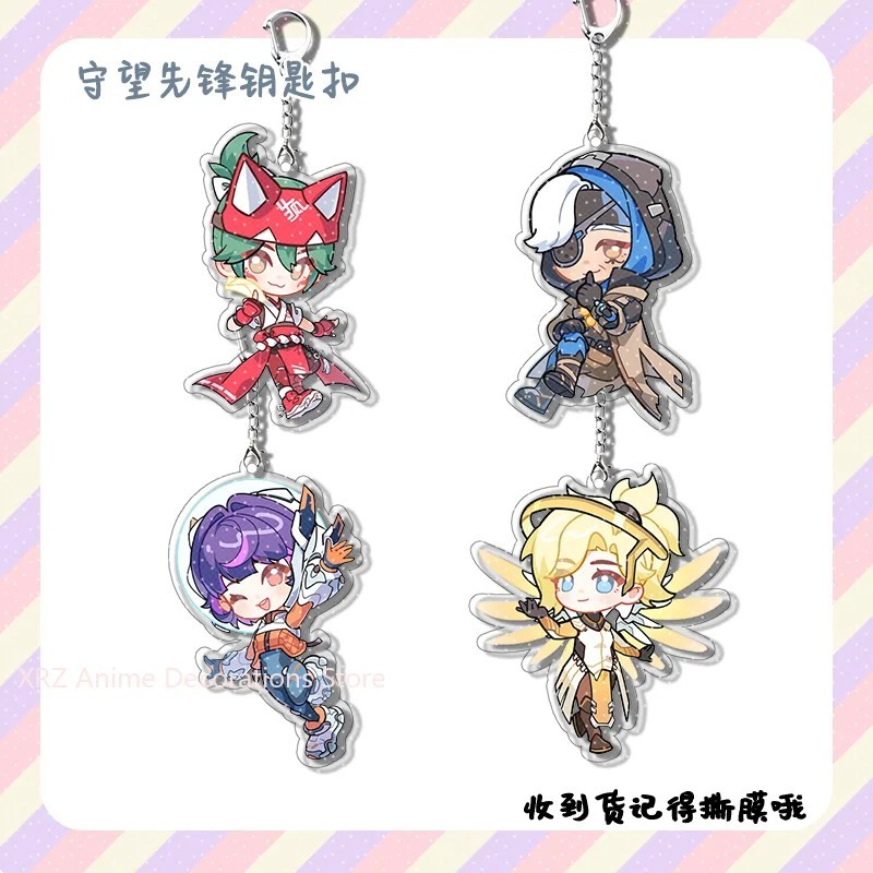 Móc khóa Overwatch game chibi mica acrylic mẫu Kiriko Mercy Ana Juno Cassidy mô hình trang trí balo 