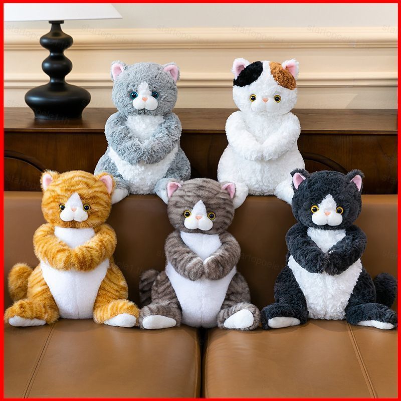 ST1 Real Real Lazy Calico Cat Plushie Cotton Companion Doll Gối Mềm TS1