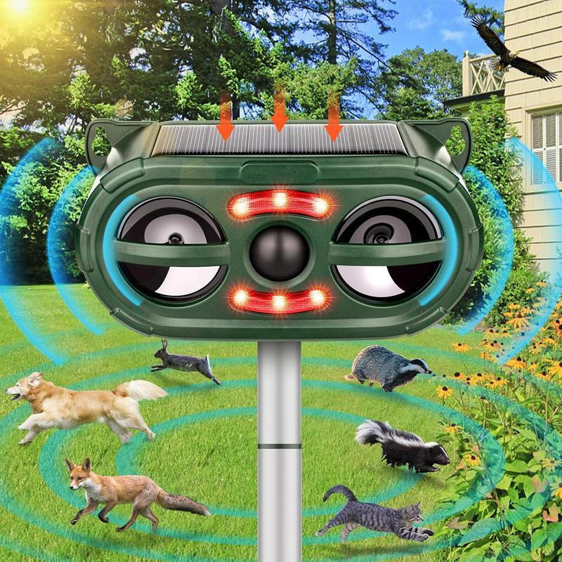Solar Powered Animal Repeller, Waterproof Ultrasonic Animal Repellers, Outdoor Animal Equipment for 
