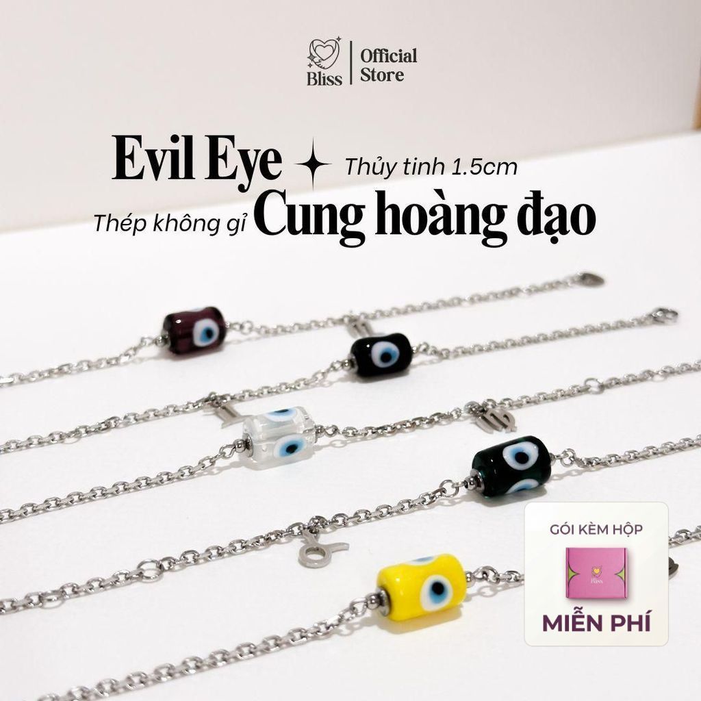 [Độc quyền - BST BẬT AURA] Vòng tay Lu thống Evil eye thép không gỉ phối charm cung hoàng đạo unisex