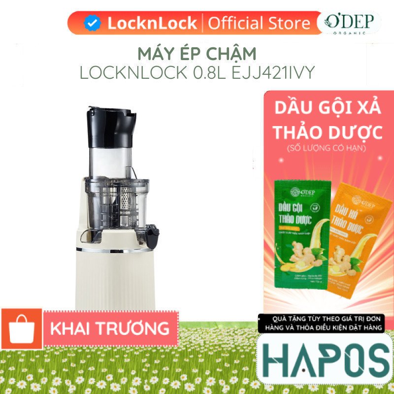 Máy ép chậm Locknlock Bianco Slow Juicer 0.8L màu trắng ngà EJJ421IVY - HAPOS HEL