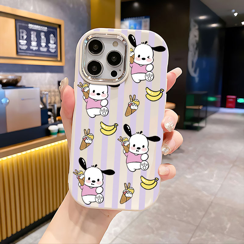 Ốp Lưng Pochacco Kem Sọc Tím Đen cho OPPO A53/A54/A55/A60/A74/A79/A38 TPU Soft Shell chống ngã