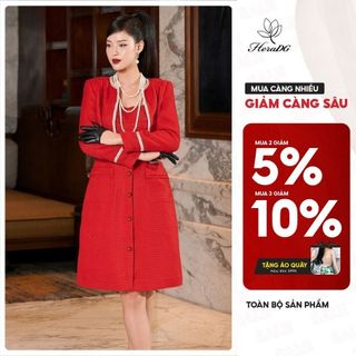 Đầm tiệc HeraDG thiết kế 2 dây rút tua dáng ôm A sang trọng trên chất liệu dạ Tweed cao cấp WDPBB3072