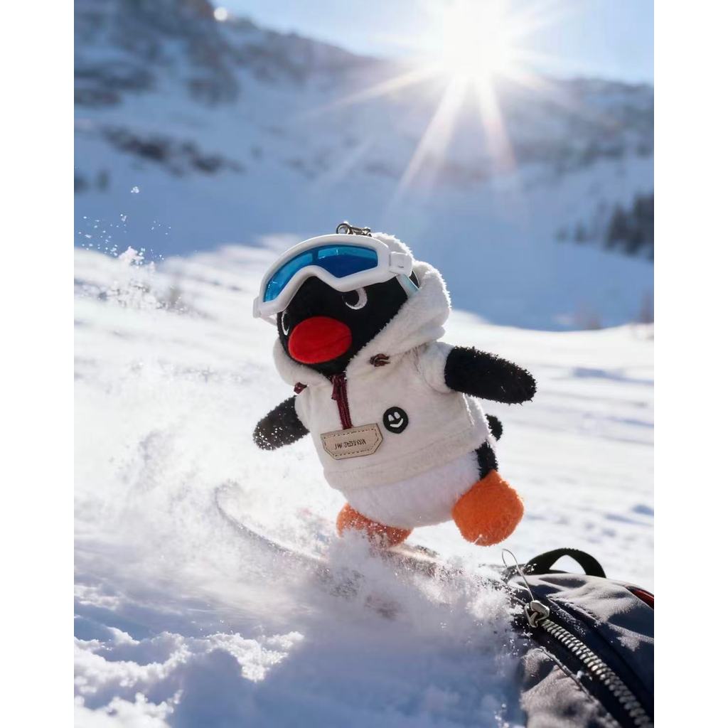 PINGU Chim cánh cụt Túi Charm Chim cánh cụt Gia đình Charm Móc chìa khóa Trượt tuyết Pingu