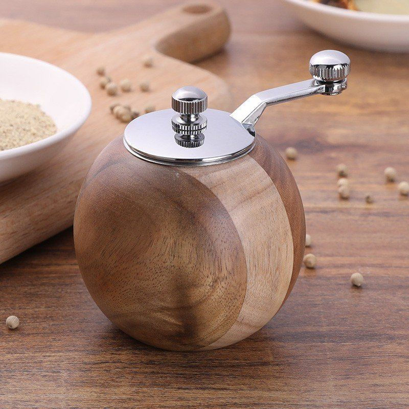 New Product#Hand Crank Pepper Grinder Wooden Black Pepper Crusher Adjustable Coarseness Freshly Grou