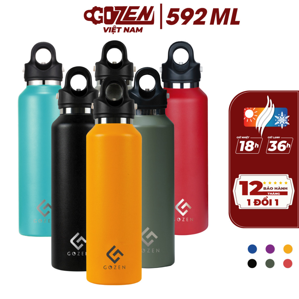 Bình giữ nhiệt Gozen 592ml inox cao cấp đóng mở một giây chỉ cần một tay Twist-Free Revomax bảo hành
