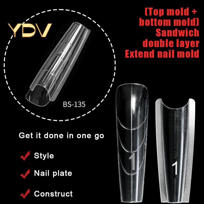 [YDV] Sandwich Dual Nail Forms 240 chiếc 15size Extensions-Dual Forms Coffin Almond Nail Forms Top M