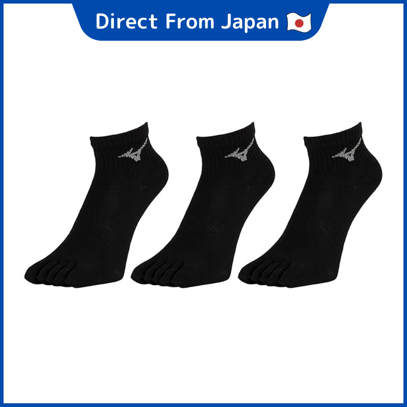 Sports socks set of 3 pairs, 5-finger short socks, socks 32JXB202, unisex adult, black/gray, size 25