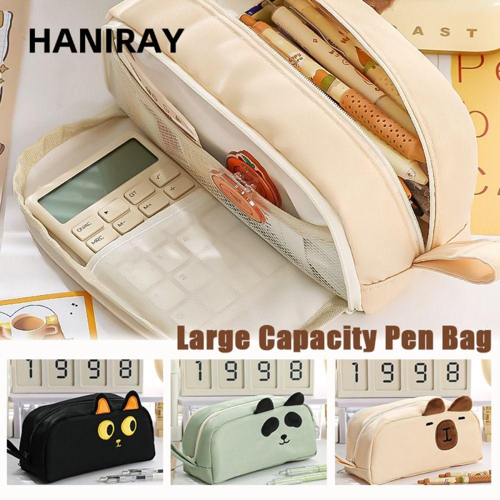 Bút Chì HANIRAY, Capybara / Panda / Cat Back To School Gift Pen Bag, Canvas Di Động Hộp Bút Dung Tíc