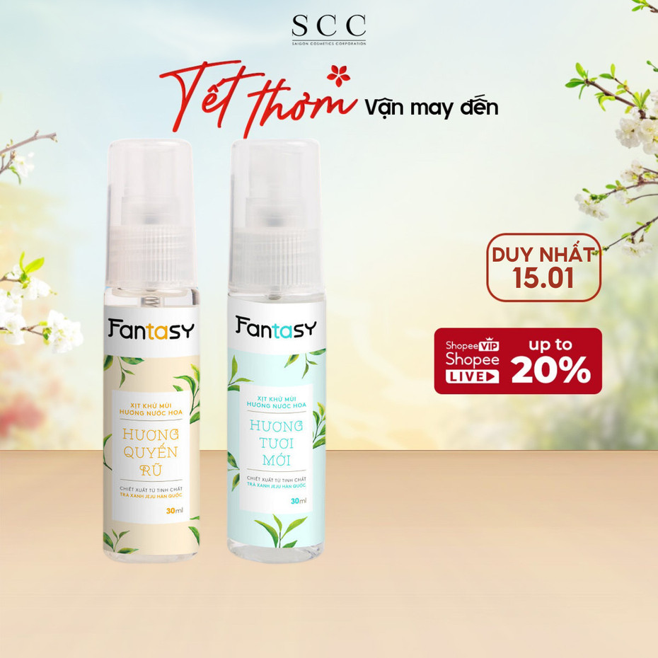 Combo 2 Xịt khử mùi hương nước hoa Fantasy giúp da sáng mịn, mờ thâm 30ml/chai