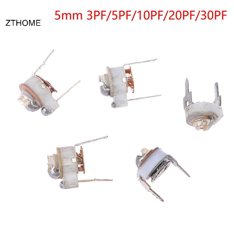 ZTHOME 5 CÁI 5MM Tông Đơ Gốm Điện Dung Có Thể Điều Chỉnh Tụ Điện Tông Đơ Biến Tụ Gốm 3PF 5PF 10PF 20