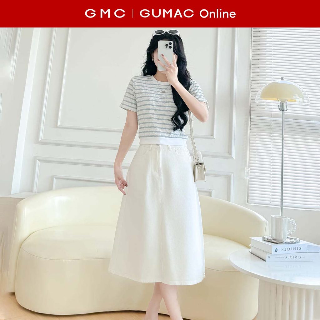 [MUA 2 GIẢM 25K] Chân váy jean nữ dáng A công sở trẻ trung thanh lịch thời trang Gmorning - GUMAC YV